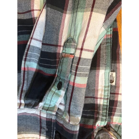 The North Face Shirt Mens Medium Green/Black Plaid Flannel Button Up Outdoor - Picture 4 of 6